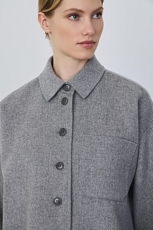 Куртка-рубашка из шерсти, серый меланж
