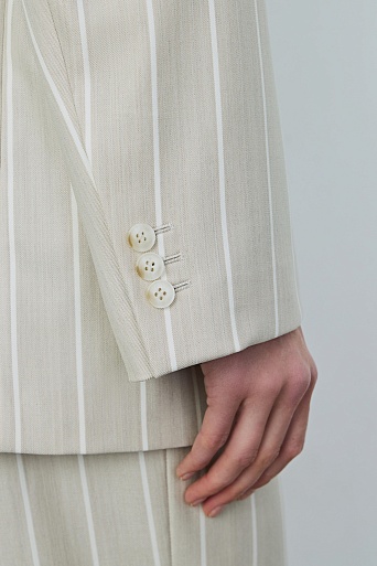 Двубортный пиджак в полоску, бежевый RIA