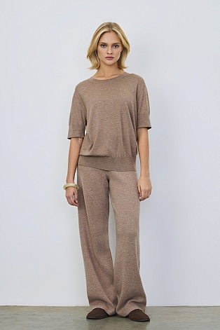 Свободные трикотажные брюки с кашемиром, светло-коричневые