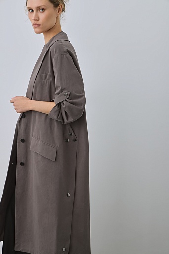 Плащ прямого кроя, коричневый