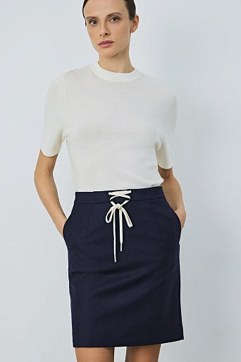 Мини-юбка на шнурке, темно-синяя MIRTA