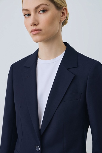 Жакет на одной пуговице темно-синего цвета KARLA