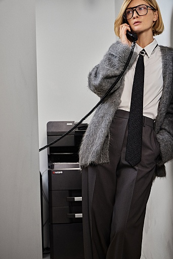 Мохеровый кардиган-оверсайз, серый меланж