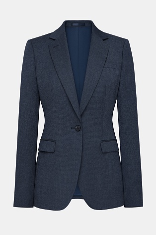 Приталенный жакет на одной пуговице, темно-синий