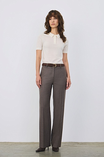 Прямые костюмные брюки с кашемиром, серо-коричневые TYRA