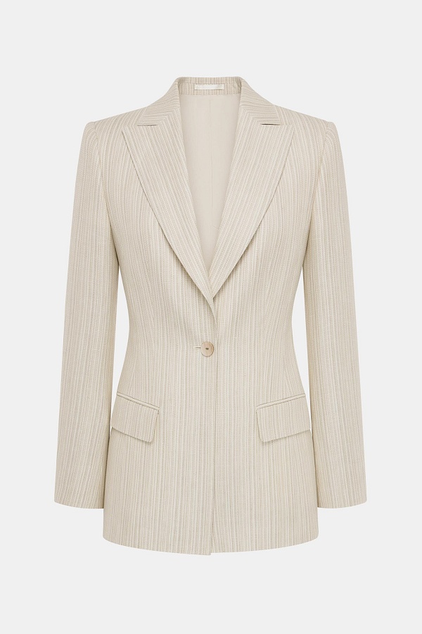 Удлиненный пиджак с высокой шлицей, светло-бежевый