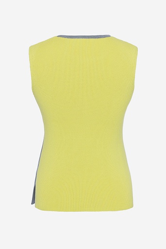 Двухцветный топ в рубчик, серо-желтый