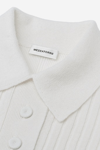 Поло из мериноса в рубчик, белое