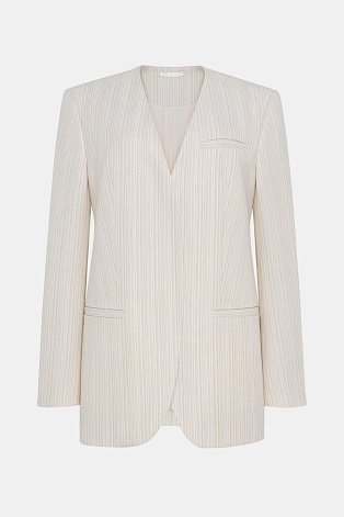 Жакет оверсайз на одной пуговице в полоску, сливочный GIANNA