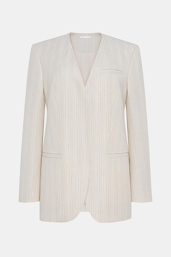 Жакет оверсайз на одной пуговице в полоску, сливочный GIANNA