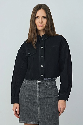 Укороченная джинсовая куртка, черная