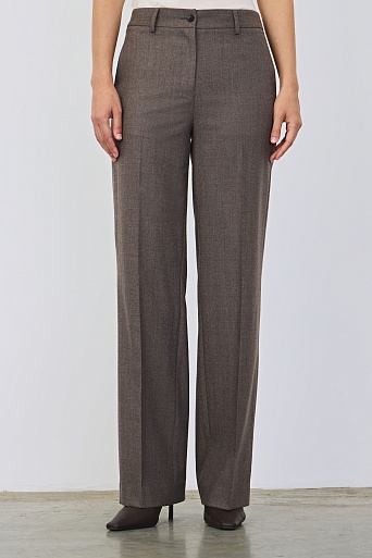 Прямые костюмные брюки с кашемиром, серо-коричневые TYRA