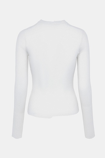 Тонкий джемпер из шерсти в рубчик, молочный