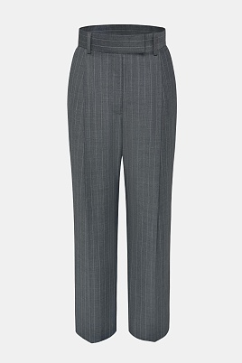 Прямые брюки в тонкую полоску, серые