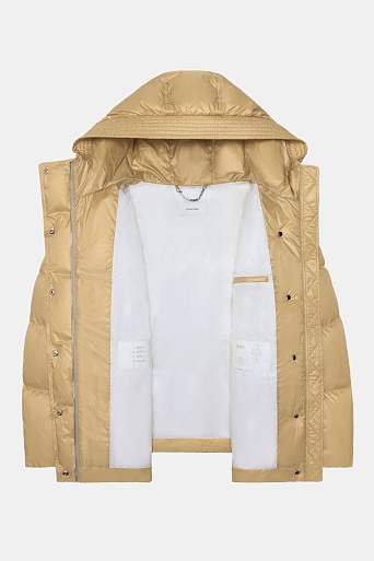 Пуховик-оверсайз с капюшоном, горчичный