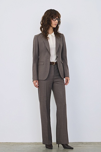 Прямые костюмные брюки с кашемиром, серо-коричневые TYRA