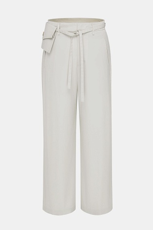 Прямые хлопковые брюки, светло-бежевые