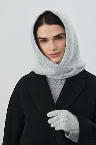 Перчатки с ангорой, светло-серые