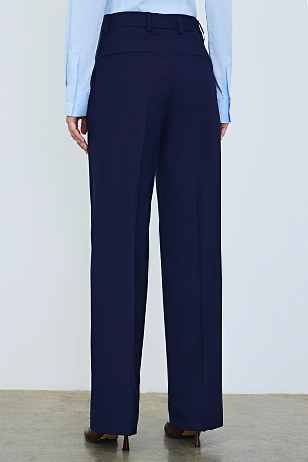 Прямые брюки со стрелками, темно-синие