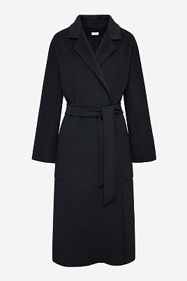 Пальто на поясе, черное