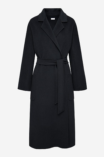 Пальто на поясе, черное