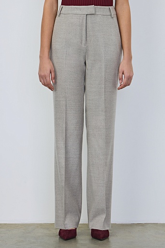 Прямые брюки из шерсти с кашемиром, серо-бежевые
