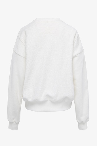 Свитшот из хлопка с текстурными вставками, белый