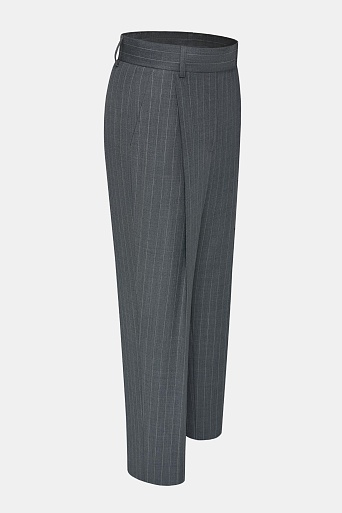 Прямые брюки в тонкую полоску, серые