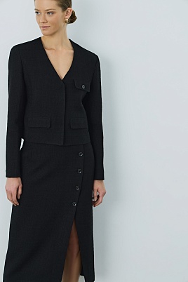 Укороченный жакет букле, черный CHARLOTTE