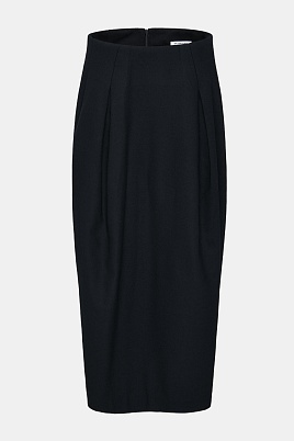 Юбка в складку с разрезом сбоку, черная