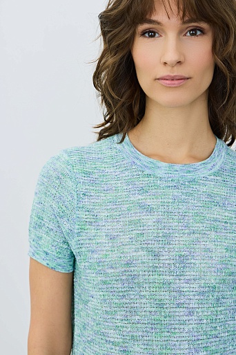 Вязаная футболка с хлопком, зелено-голубая