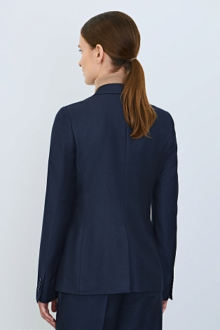 Приталенный жакет на одной пуговице, темно-синий