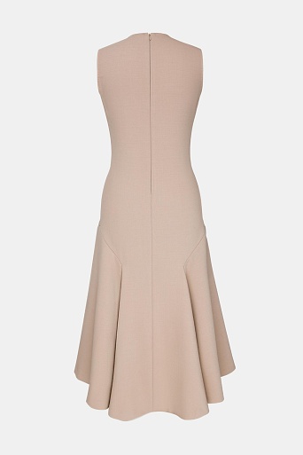 Платье без рукавов с расклешенным низом, бежевое