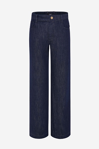 Широкие джинсы с высокой посадкой, темно-синие