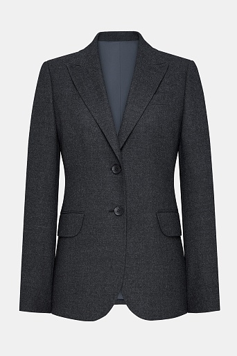 Жакет на двух пуговицах, темно-серый меланж