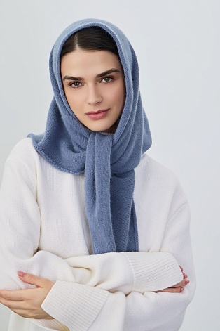 Косынка с ангорой, серо-голубая