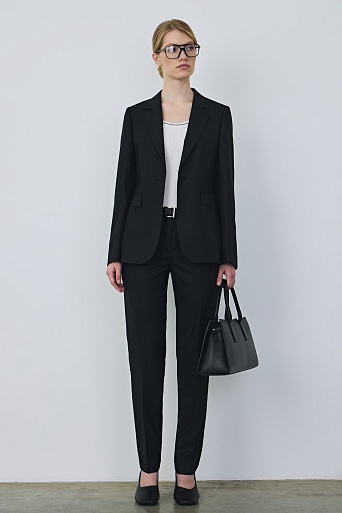 Костюмные брюки в тонкую полоску, черные EMMY