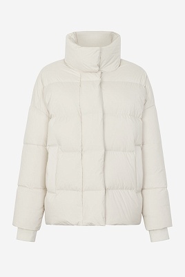 Пуховик с воротником-стойкой, молочный