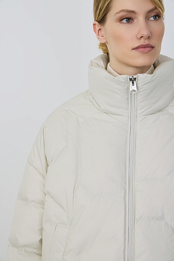 Укороченная куртка на молнии, молочная