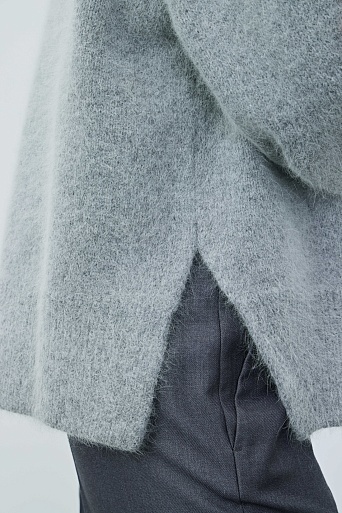 Мохеровый свитер-поло, серый