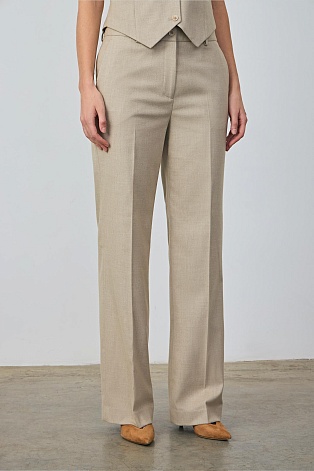 Прямые брюки со стрелками, цвет бежевый меланж MARIA