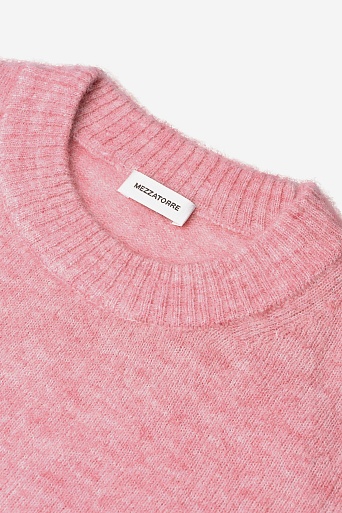 Джемпер из альпаки с декоративным швами, лососевый меланж