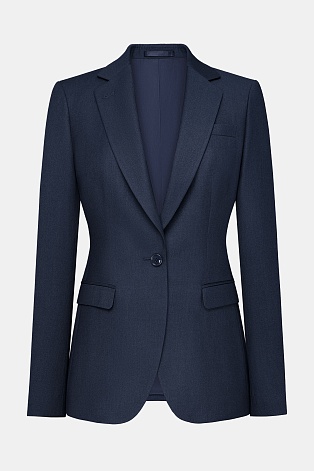 Приталенный жакет на одной пуговице, темно-синий