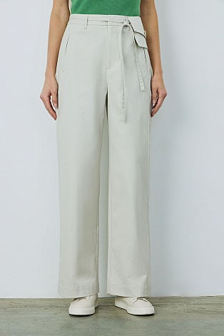 Прямые хлопковые брюки, светло-бежевые