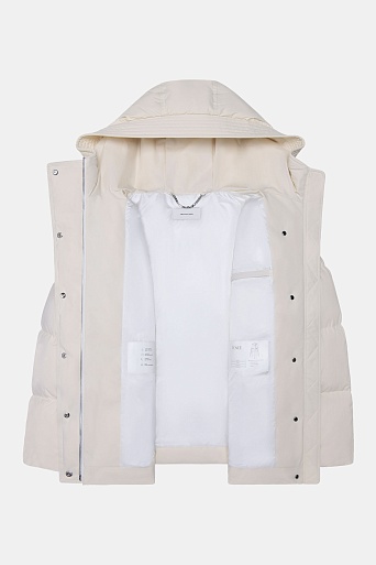 Пуховик-оверсайз с капюшоном, молочный