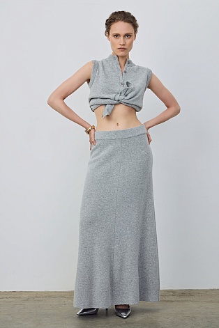 Трикотажный кардиган без рукавов, серый