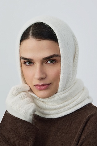 Перчатки с ангорой, молочные