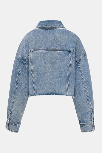 Укороченная джинсовая куртка, голубая