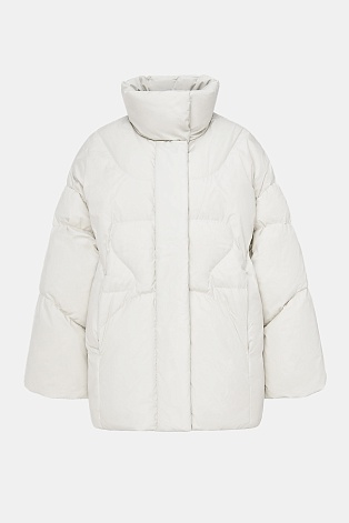 Пуховик с воротником-стойкой, белый