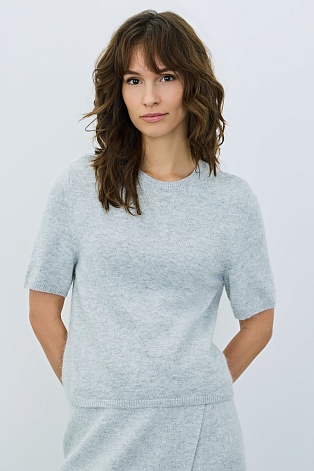 Джемпер с коротким рукавом, светло-серый